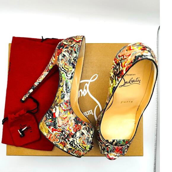 Christian Louboutin Multicolor 140 Palais Python Faience Lucido Pumps size 37 - Picture 3 of 11